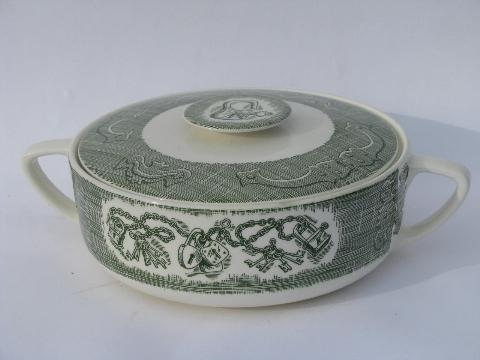 photo of Old Curiosity Shop pattern china, vintage Royal transferware, casserole or tureen #1