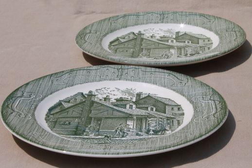 photo of Old Curiosity Shop pattern china, vintage Royal transferware dinner plates #3