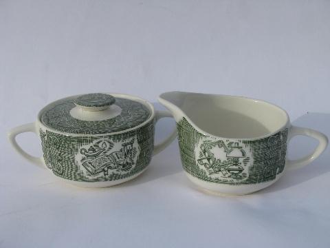 photo of Old Curiosity Shop pattern china, vintage Royal transferware, serving pieces lot #2