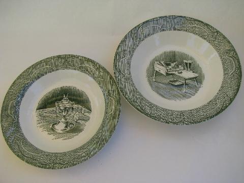 photo of Old Curiosity Shop pattern china, vintage transferware dishes lot #6