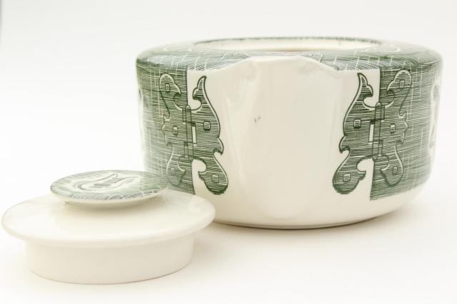 photo of Old Curiosity Shop teapot, vintage USA Royal china tea pot green & white #5