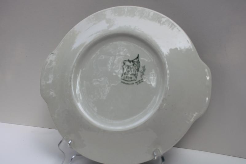 photo of Old Curiosity Shop vintage green transferware Royal china cake plate or serving tray #4