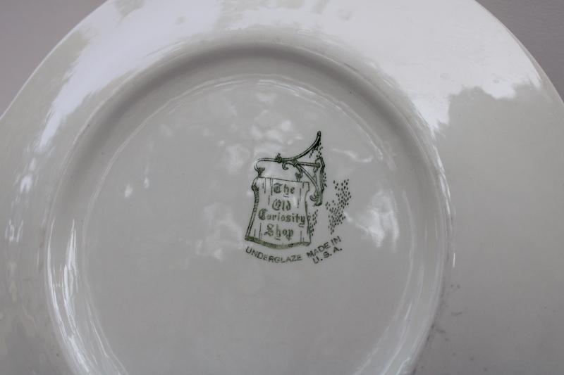 photo of Old Curiosity Shop vintage green transferware Royal china cake plate or serving tray #5