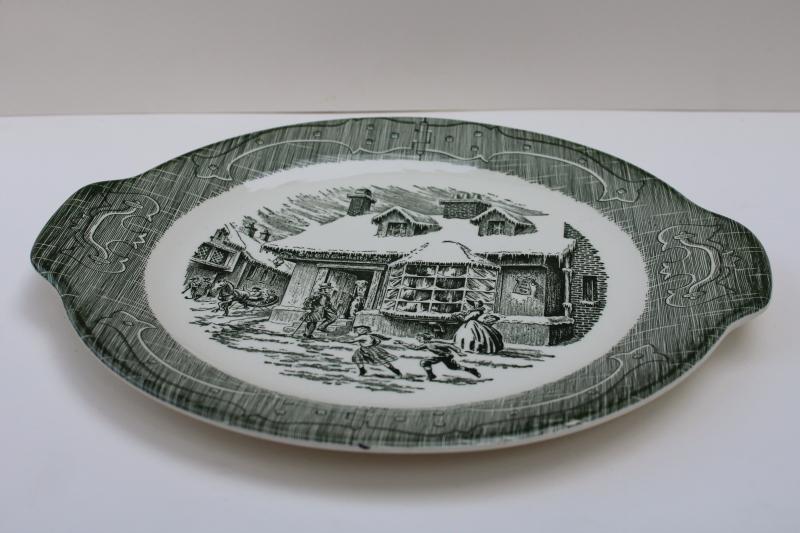 photo of Old Curiosity Shop vintage green transferware Royal china cake plate or serving tray #7