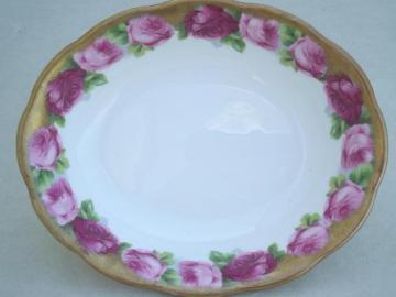 catalog photo of Old English Rose Royal Albert bone china oval serving bowl w/ heavy gold 