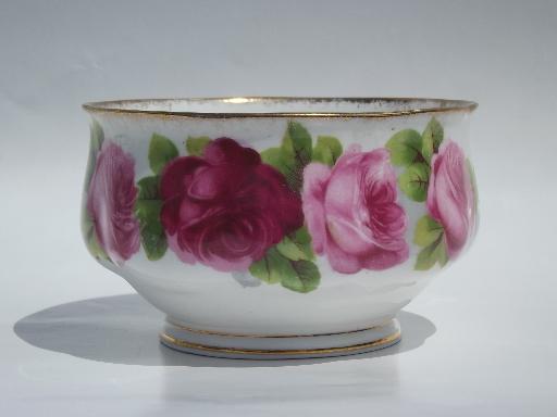 photo of Old English Rose open sugar bowl, vintage Royal Albert bone china #1