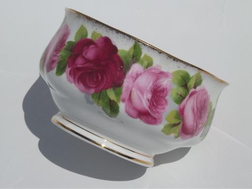 photo of Old English Rose open sugar bowl, vintage Royal Albert bone china #3