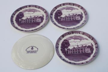 catalog photo of Old English Staffordshire mulberry purple transfer ware china, Mount Vernon scene vintage plates