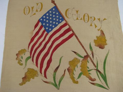 photo of Old Glory American flag, vintage cotton pillow top for tinted embroidery #2