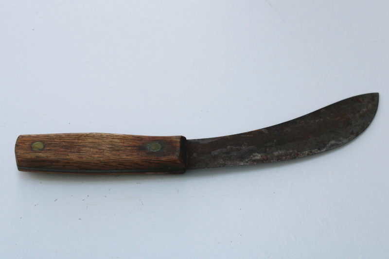 photo of Old Hickory carbon steel butchers skinner knife w/ curved blade, primitive vintage patina #4
