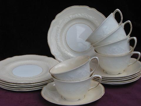 photo of Old Staffordshire cream and white china, vintage Johnson Bros England #1