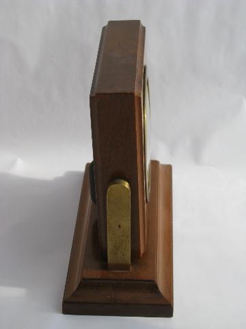 photo of Old Tycos brass & mahogany desk barometer, vintage weather instrument #2