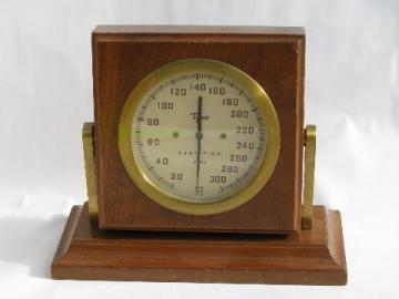 catalog photo of Old Tycos brass & mahogany desk barometer, vintage weather instrument