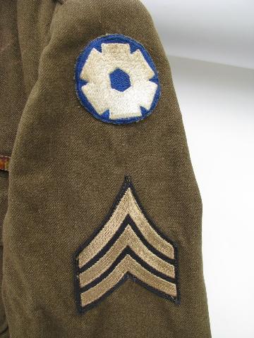 photo of Old WWII US 15th Army (ETO) NCO dress uniform with ribbons, patches #4