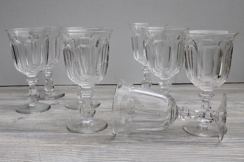 photo of Old Williamsburg Imperial glass goblets, vintage crystal clear water wine glasses set of 8 #3