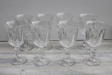 catalog photo of Old Williamsburg Imperial glass goblets, vintage crystal clear water wine glasses set of 8