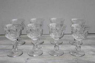 catalog photo of Old Williamsburg Imperial glass stemware, vintage crystal clear cocktail glasses set of 8