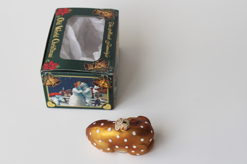 photo of Old World Christmas hand blown glass ornament baby fawn deer, Mercks OWC box #3