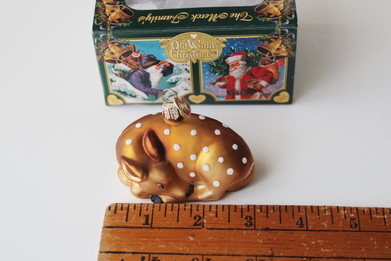 photo of Old World Christmas hand blown glass ornament baby fawn deer, Mercks OWC box #4