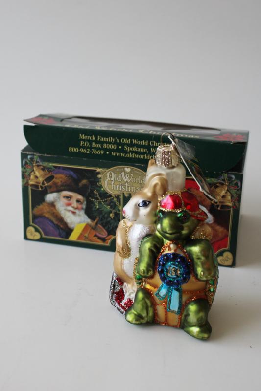 photo of Old World Christmas hand blown glass ornament w/ box Tortoise & Hare vintage 2001 #1