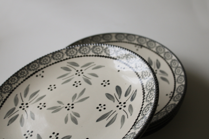 photo of Old World gray Temp Tations grey pattern stoneware dinner plates, never used set of 4  #2
