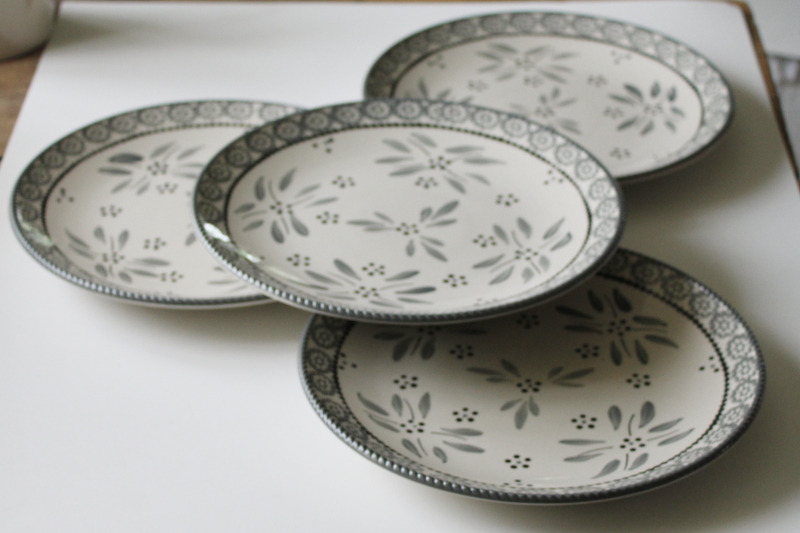 photo of Old World gray Temp Tations grey pattern stoneware dinner plates, never used set of 4  #4
