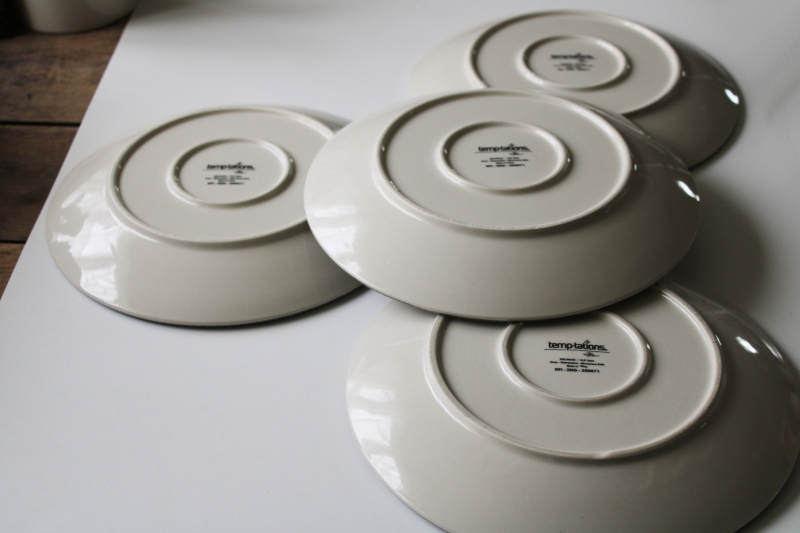 photo of Old World gray Temp Tations grey pattern stoneware dinner plates, never used set of 4  #5