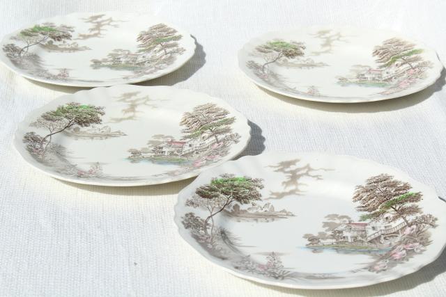 photo of Olde Avon Dale transferware china, vintage J & G Meakin English Staffordshire dinner plates #2