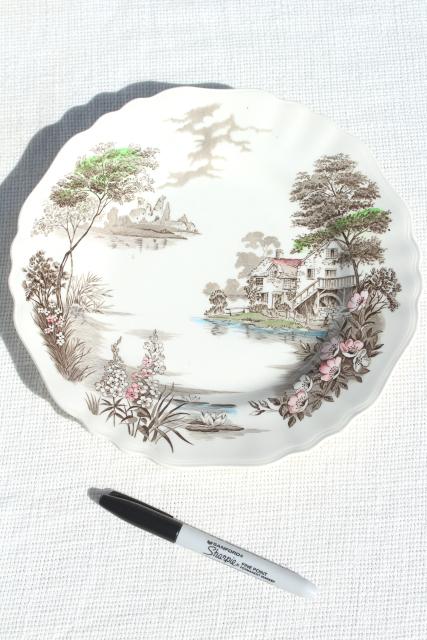 photo of Olde Avon Dale transferware china, vintage J & G Meakin English Staffordshire dinner plates #4