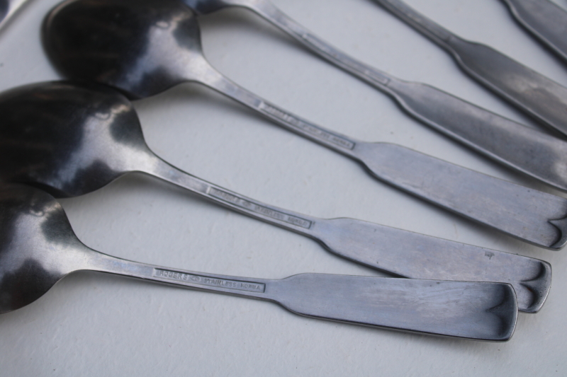 photo of Olde Boston vintage stainless flatware, modern style fiddle back pattern, Rogers Stanley Roberts #2