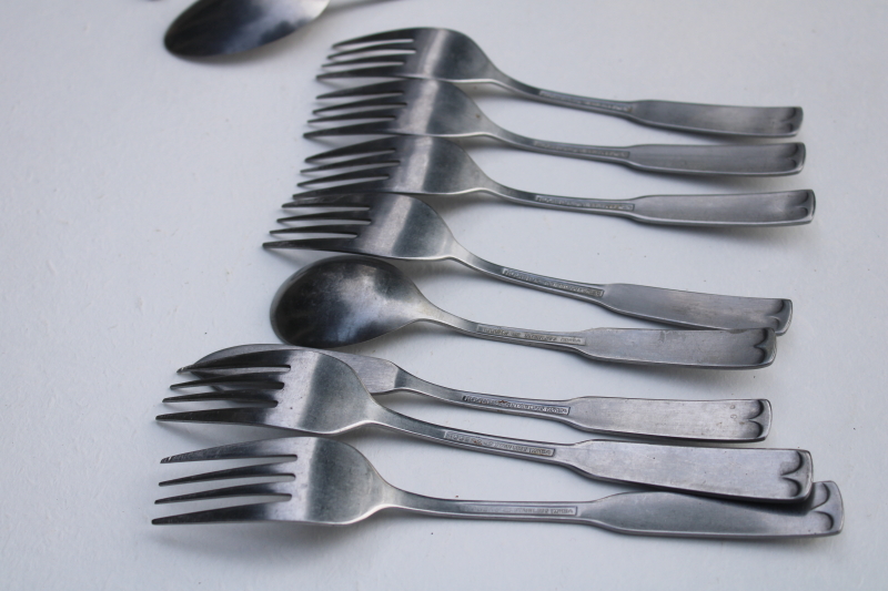 photo of Olde Boston vintage stainless flatware, modern style fiddle back pattern, Rogers Stanley Roberts #3