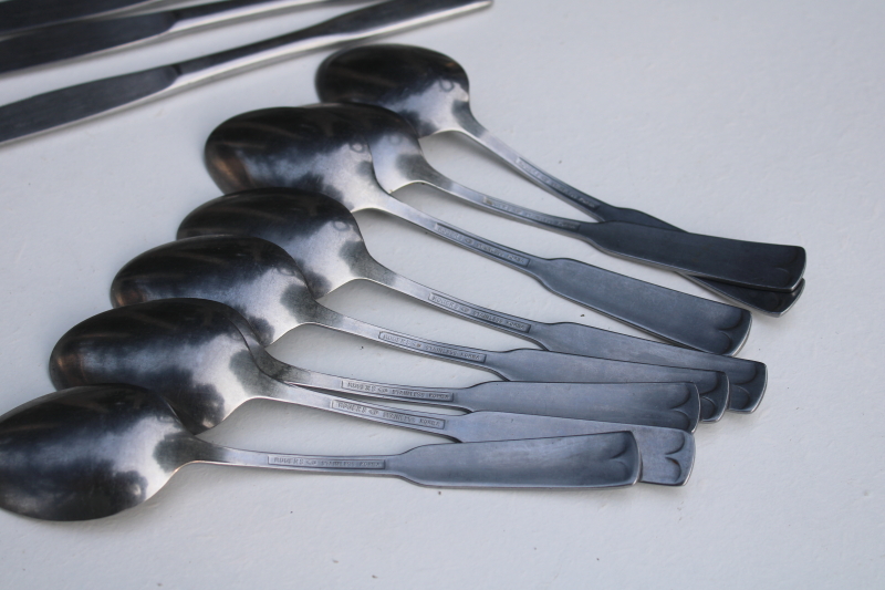 photo of Olde Boston vintage stainless flatware, modern style fiddle back pattern, Rogers Stanley Roberts #4
