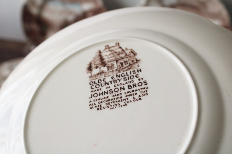 photo of Olde English Countryside Johnson Bros salad plates, multicolored transferware china #4