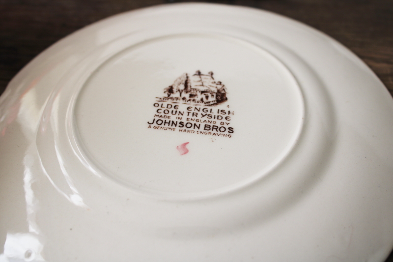 photo of Olde English Countryside vintage Johnson Bros plates, multicolored transferware china #6