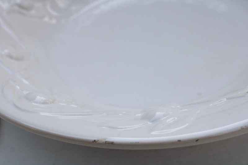 photo of Olive Harvest I Patrizi Italy ceramic pasta bowls Williams Sonoma all white embossed olives border  #4