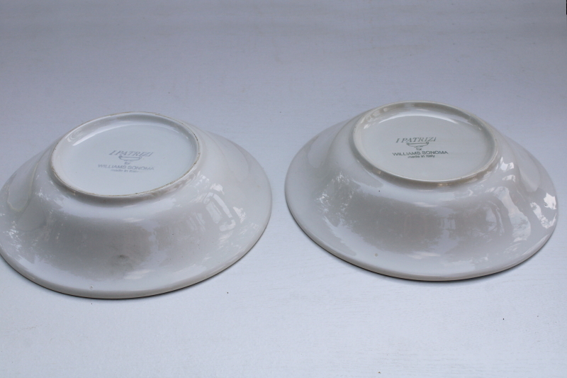 photo of Olive Harvest I Patrizi Italy ceramic pasta bowls Williams Sonoma all white embossed olives border  #6
