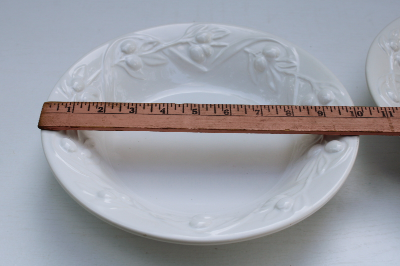 photo of Olive Harvest I Patrizi Italy ceramic pasta bowls Williams Sonoma all white embossed olives border  #7