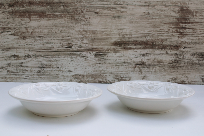 photo of Olive Harvest I Patrizi Italy ceramic pasta bowls Williams Sonoma all white embossed olives border  #8
