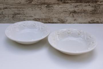 Olive Harvest I Patrizi Italy ceramic pasta bowls Williams Sonoma all white embossed olives border 