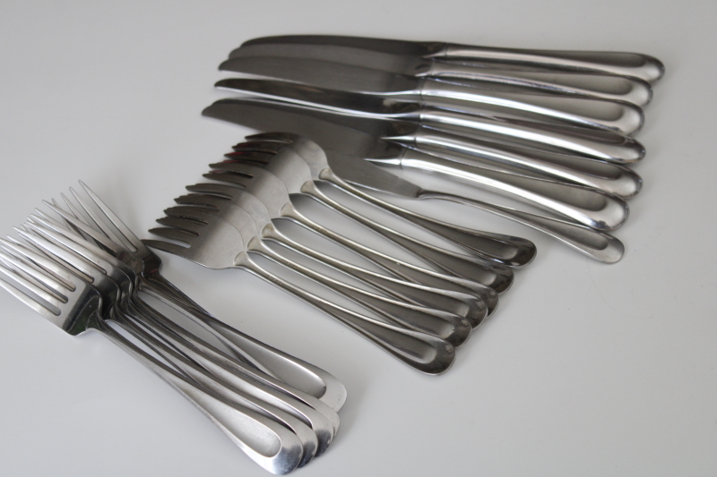 photo of Oneida 18 8 stainless flatware Acclivity pattern estate lot dinner salad forks, knives #6