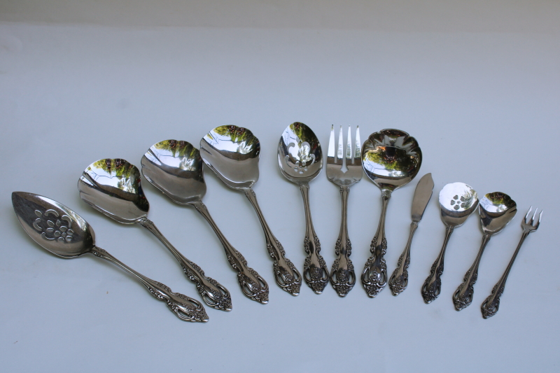 photo of Oneida Brahms ornate stainless flatware serving utensils, lot of eleven pieces  #1