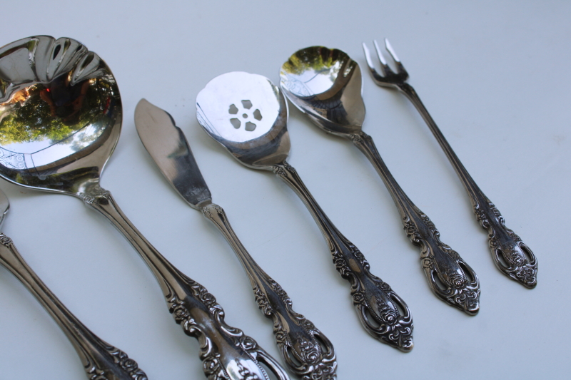 photo of Oneida Brahms ornate stainless flatware serving utensils, lot of eleven pieces #2