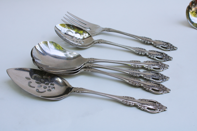 photo of Oneida Brahms ornate stainless flatware serving utensils, lot of eleven pieces #4