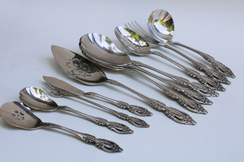 photo of Oneida Brahms ornate stainless flatware serving utensils, lot of eleven pieces #5
