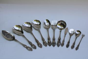 catalog photo of Oneida Brahms ornate stainless flatware serving utensils, lot of eleven pieces 