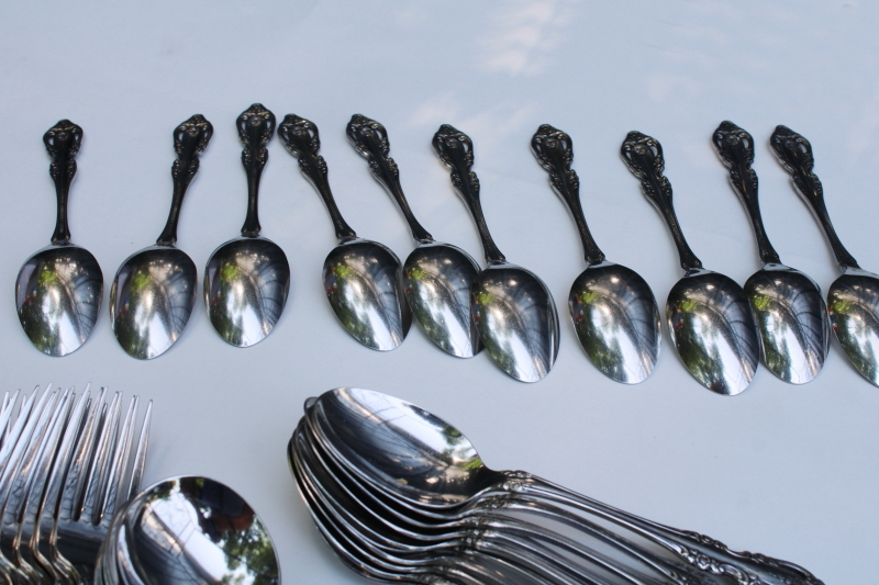 photo of Oneida Brahms stainless flatware set, service for 10, 60 pieces forks & knives round bowl, soup, teaspoons #2