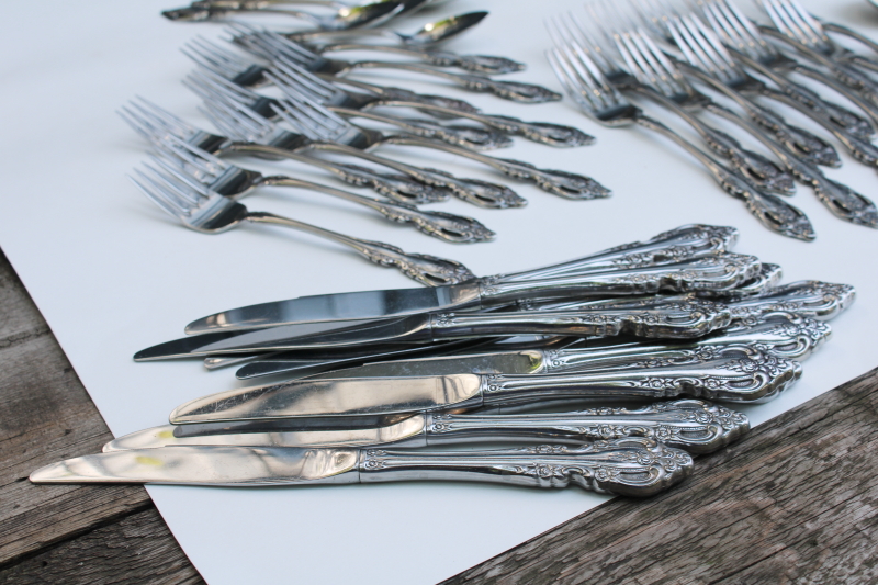 photo of Oneida Brahms stainless flatware set, service for 10, 60 pieces forks & knives round bowl, soup, teaspoons #4