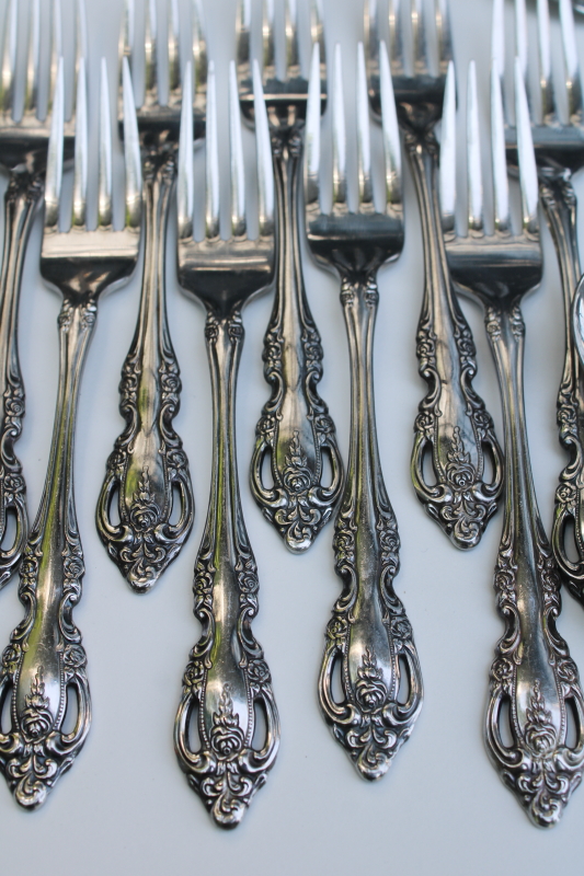 photo of Oneida Brahms stainless flatware set, service for 10, 60 pieces forks & knives round bowl, soup, teaspoons #6