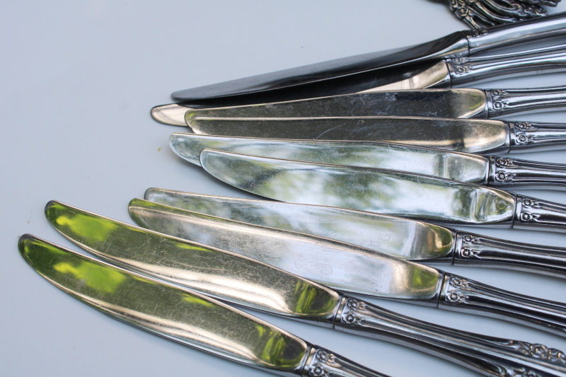 photo of Oneida Brahms stainless flatware set, service for 10, 60 pieces forks & knives round bowl, soup, teaspoons #11