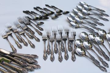 catalog photo of Oneida Brahms stainless flatware set, service for 10, 60 pieces forks & knives round bowl, soup, teaspoons 
